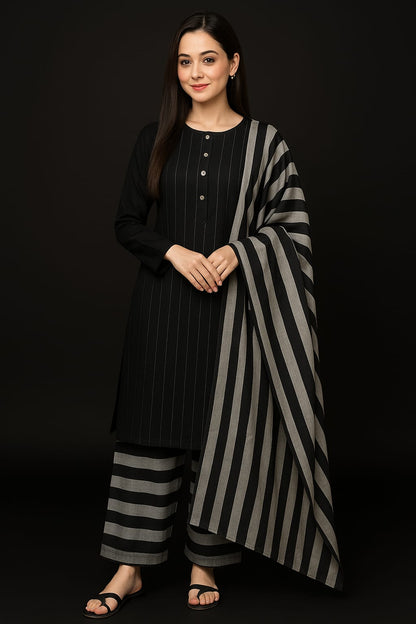 3pc Multani Susi Khaadi (Black)
